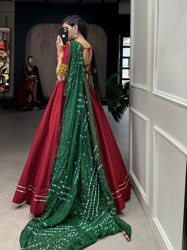 Maroon Color Plain With Gotta Patti Lace Border Cotton Lehenga Choli ClothsVilla