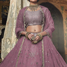 Load image into Gallery viewer, Mauve Sequins Embroidered Net Lehenga Choli Clothsvilla