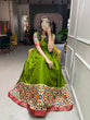 Load image into Gallery viewer, Mehendi Color Foil Printed Dola Silk Gown Clothsvilla