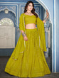 Load image into Gallery viewer, Mehndi Color Lucknowi Thread &amp; Sequins Embroidery Work Georgette Lehenga Choli ClothsVilla.com