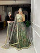 Load image into Gallery viewer, Mehndi Color Printed And Sequins Embroidery Lace Border Organza Lehenga Choli ClothsVilla.com