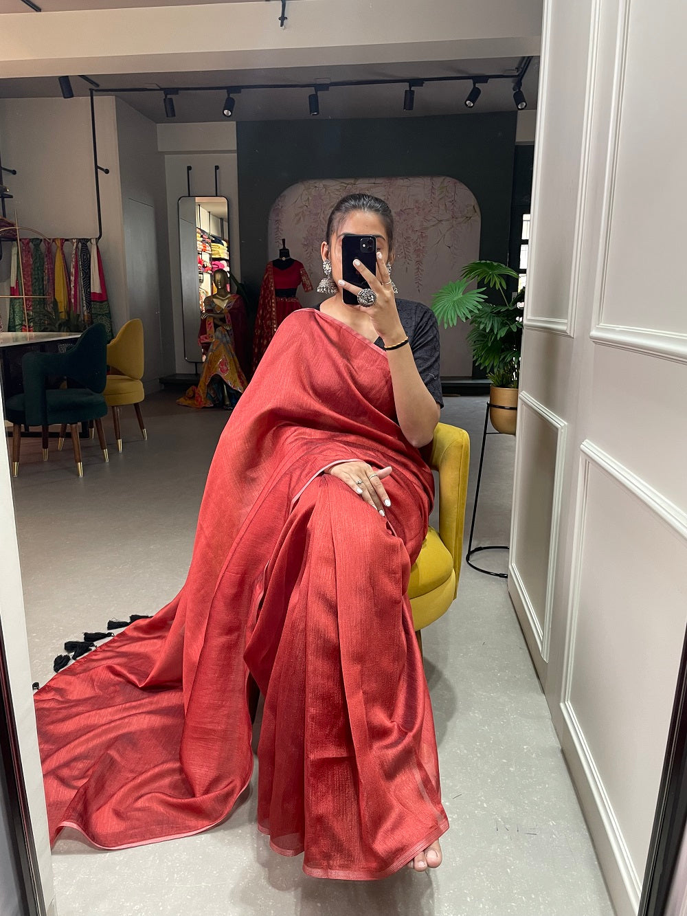 Maroon Color Plain Melanin Silk Saree Clothsvilla