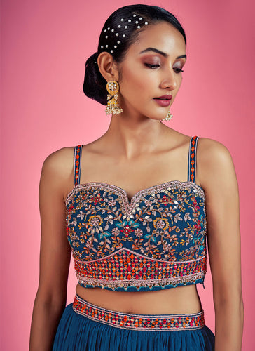 Blue Mirror Engagement Readymade Lehenga Clothsvilla