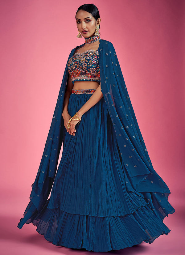 Blue Mirror Engagement Readymade Lehenga Clothsvilla