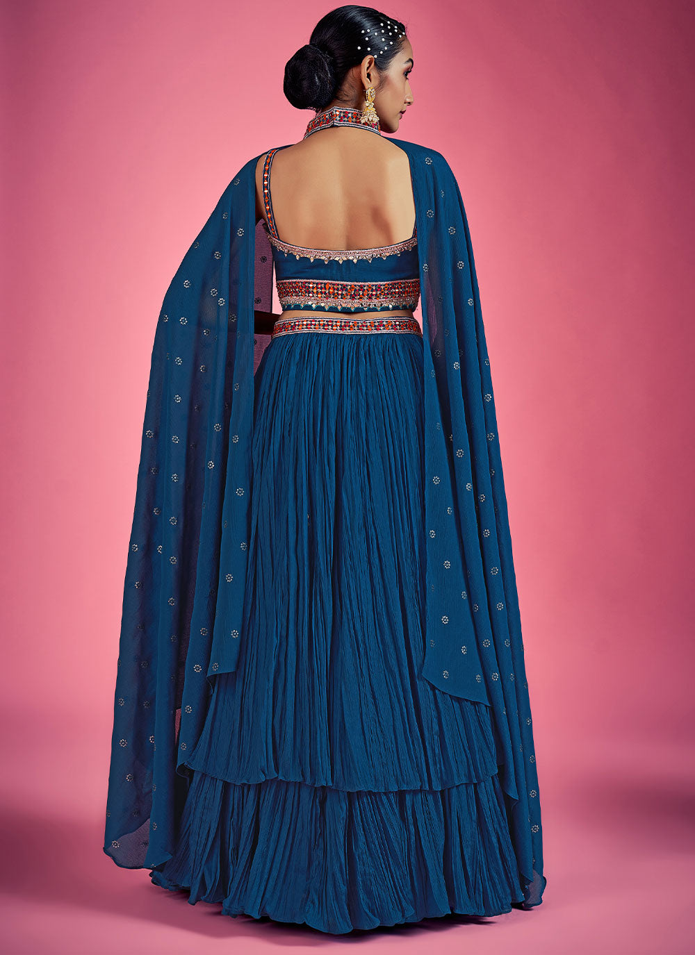 Blue Mirror Engagement Readymade Lehenga Clothsvilla