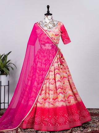 Multi Color Crochet Sequins Embroidery Work Chinon Lehenga Choli Clothsvilla
