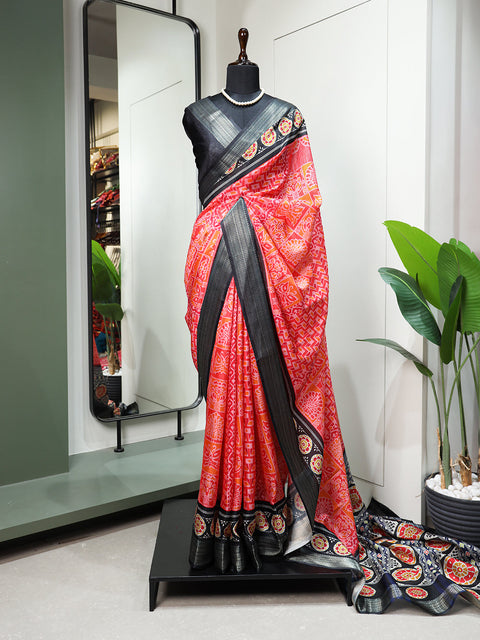 Multi Color Printed With Zari Border Dola Silk Latest Wedding Collection Saree Clothsvilla Main image