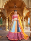 Multi Color Printed & Real Mirror With Gota Pati Work Vaishali Silk Lehenga Clothsvilla