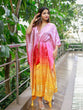 Load image into Gallery viewer, Multi Color Digital Bandhej Print Pure Gaji Silk Kaftan Clothsvilla