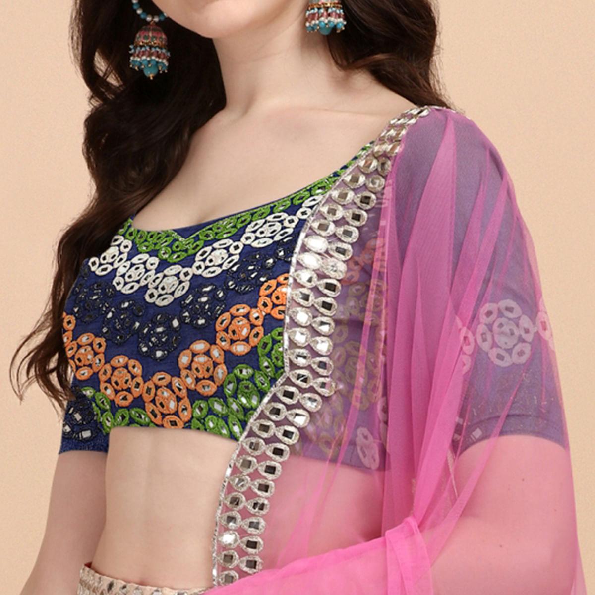 Multicolor Party Wear Digital Printed & Embroidered Satin Lehenga Choli Clothsvilla