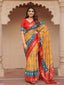 Mustard Color Patola with Foil Printed Dola Silk Saree Clothsvilla
