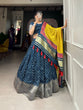 Load image into Gallery viewer, Navy Blue Color Printed With Zari Weaving Work Viscose Dola Silk Lehenga Choli Clothsvilla