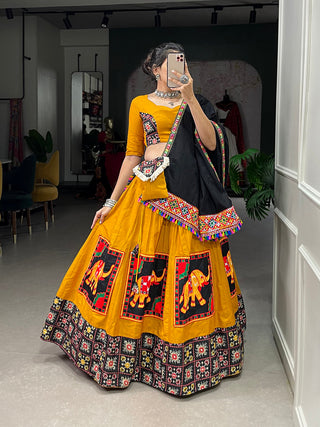 Mustard Color Gamthi Patch Work Cotton Garba Choli ClothsVilla