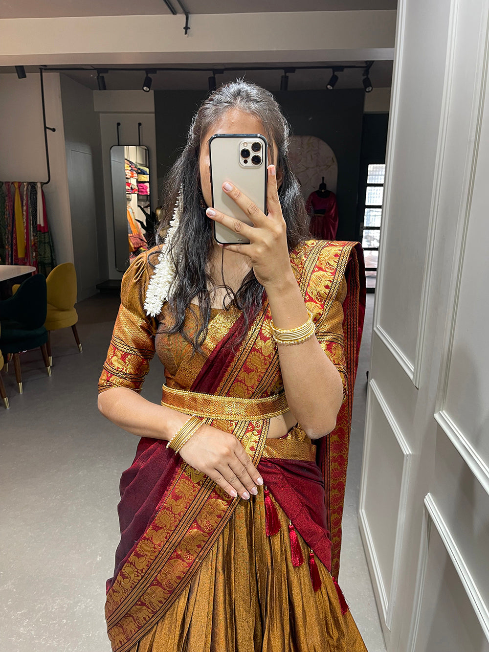 Mustard Color Zari Weaving Work Narayan Pet Cotton Haydrabadi Lehenga Choli Clothsvilla