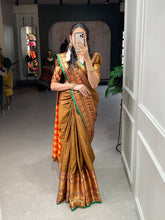 Load image into Gallery viewer, Mustard Color Zari Weaving Work Narayan Pet Saree Clothsvilla