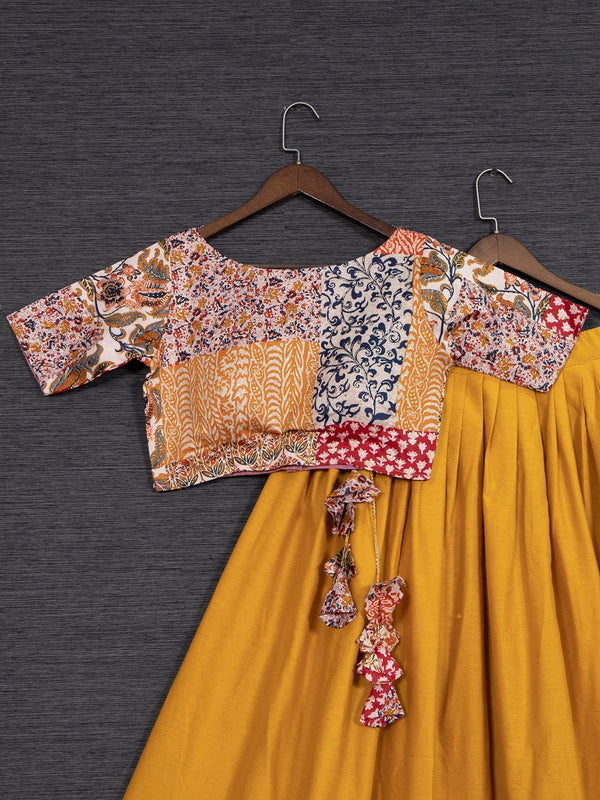Mustard Color Pure Cotton Lehenga Choli Clothsvilla