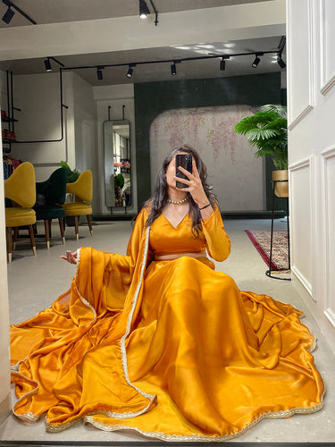 Mustard Color Rangoli Silk Haldi Rasam Lehenga Choli Set Clothsvilla