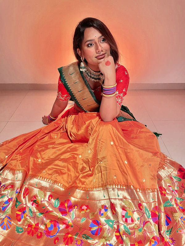 Mustard Color Weaving Zari Work Jacquard Silk Pethani Lehenga Choli Clothsvilla