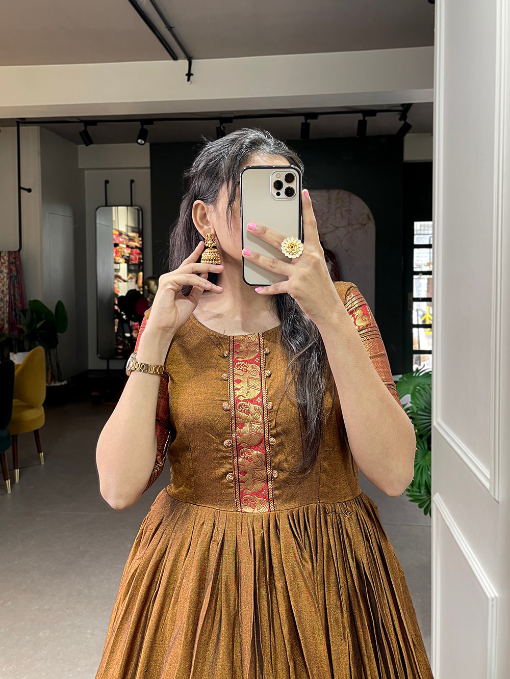 Mustard Color Zari Weaving Work Narayan Pet (Cotton) Dress Clothsvilla