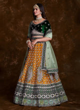 Load image into Gallery viewer, Mustard Zari Dori and zarkan work Designer Lehenga Choli Clothsvilla