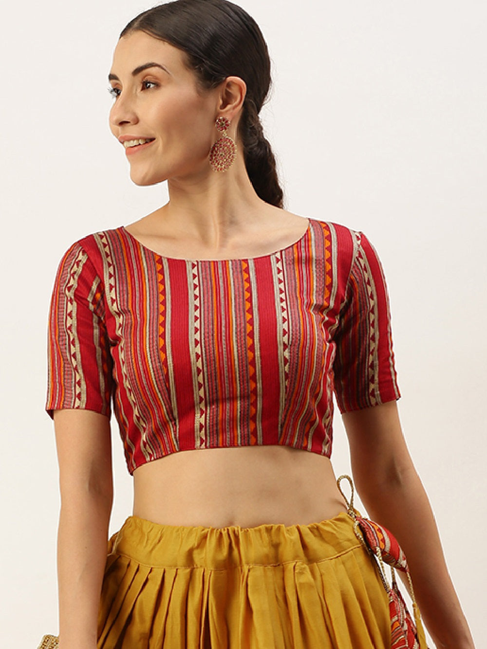 Mustered Color Foil And Printed Cotton Ready Made Blouse Clothsvilla