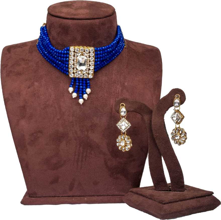 Blue Pearl with Dimond Pendent Necklace Alloy Jewel Set ClothsVilla