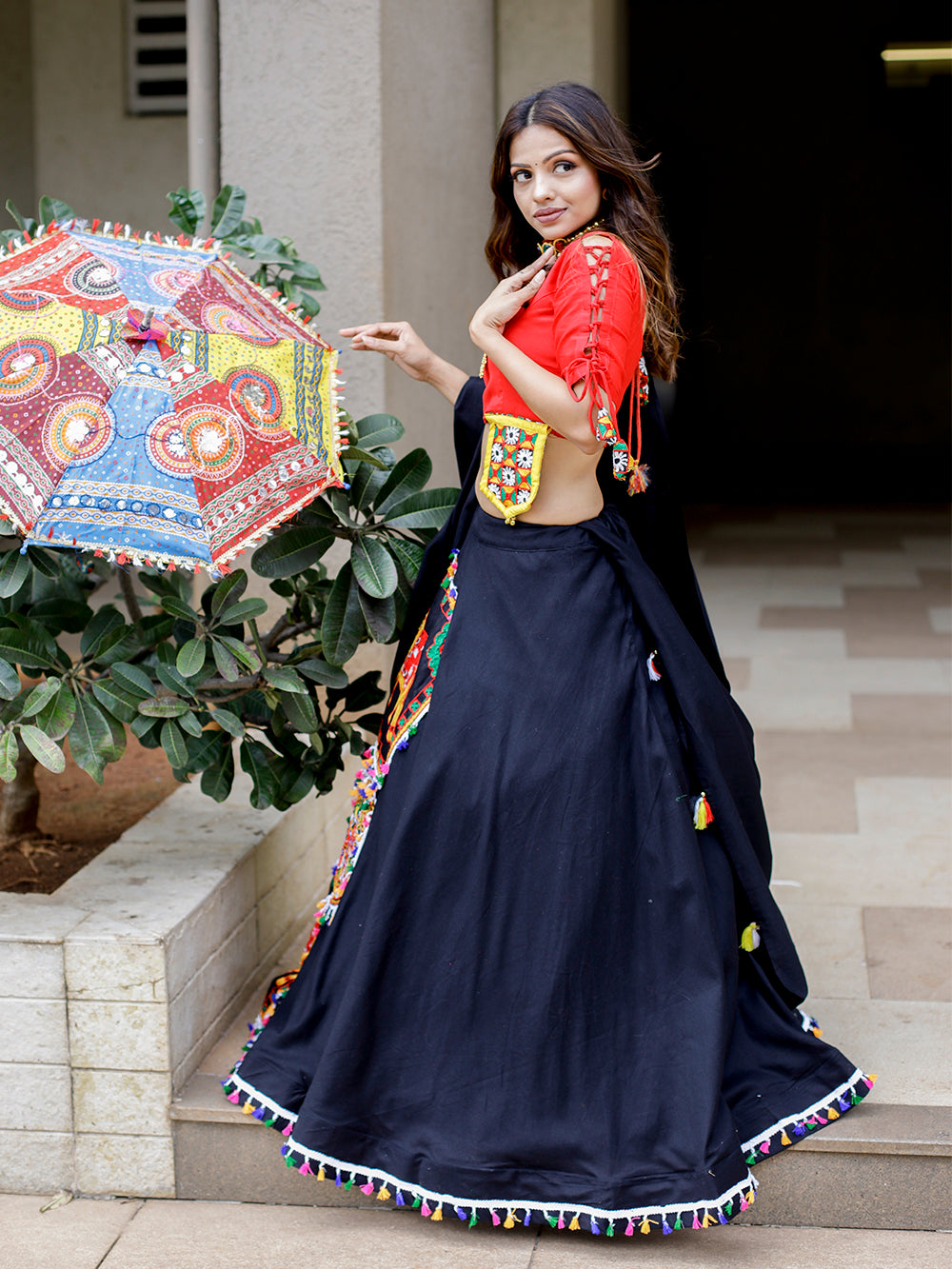 Black Color Embroidered Patch Work Pure Cotton Navaratri Chaniya Choli Clothsvilla