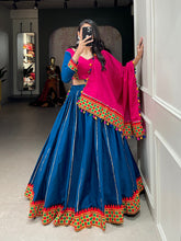 Load image into Gallery viewer, Blue Color Plain With Gamthi Work Cotton Navratri Garba Choli ClothsVilla.com