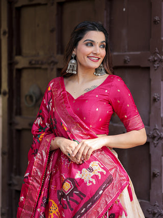 Pink Color Printed With Foil Work Dola Silk Lehenga Choli ClothsVilla.com