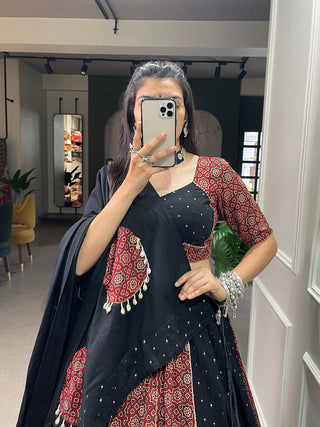 Maroon Color Printed And Over All Mirror Work With Gotta Patti Cotton Lehenga Choli ClothsVilla.com
