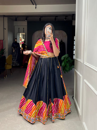 Multi Color Gamthi With Gotta Work Cotton Lehenga Choli ClothsVilla.com