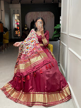 Load image into Gallery viewer, Maroon Color Dyeing With Lagdi Patta Gaji Silk Lehenga Choli ClothsVilla.com