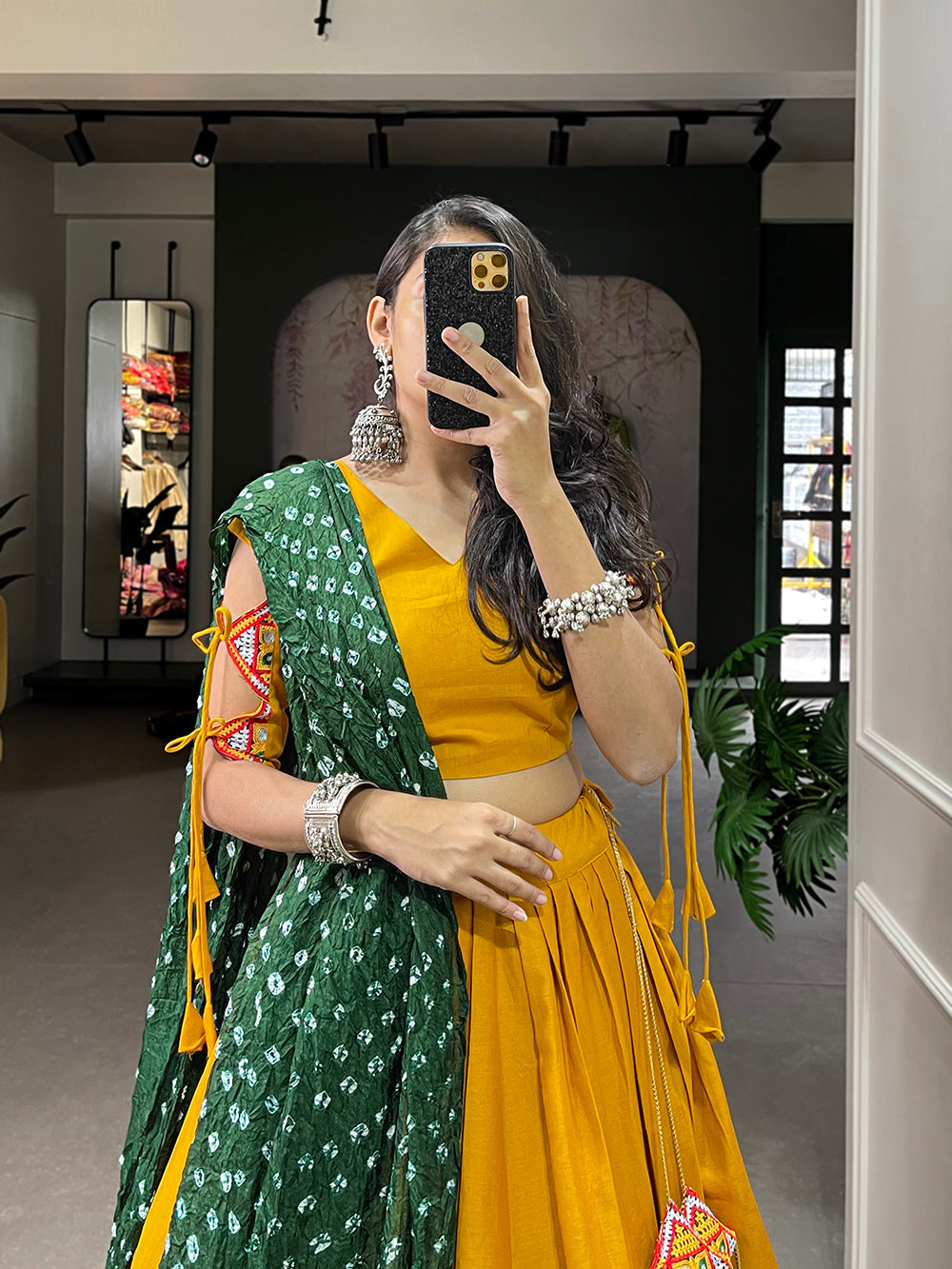 Mustard Color Plain With Gotta Patti Lace Border Cotton Lehenga Choli ClothsVilla.com