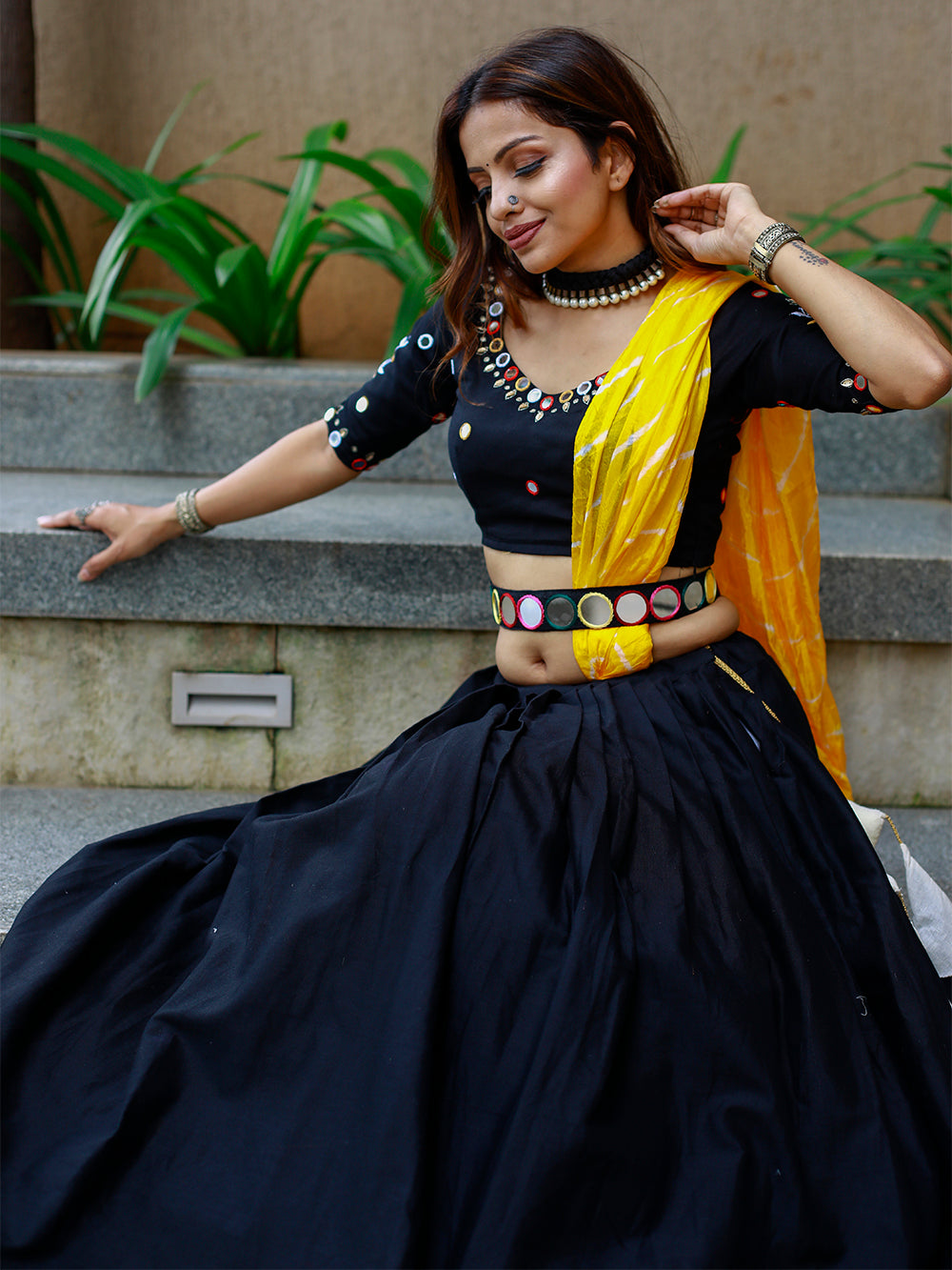 Black Color Plain Cotton Navaratri Chaniya Choli Clothsvilla