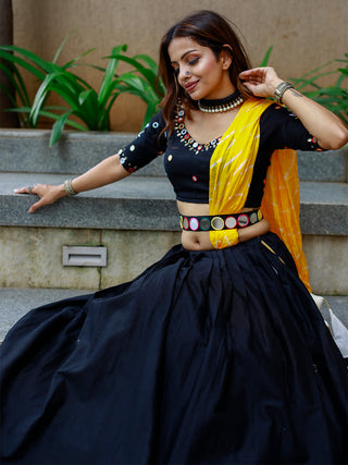 Black Color Plain Cotton Navaratri Chaniya Choli Clothsvilla