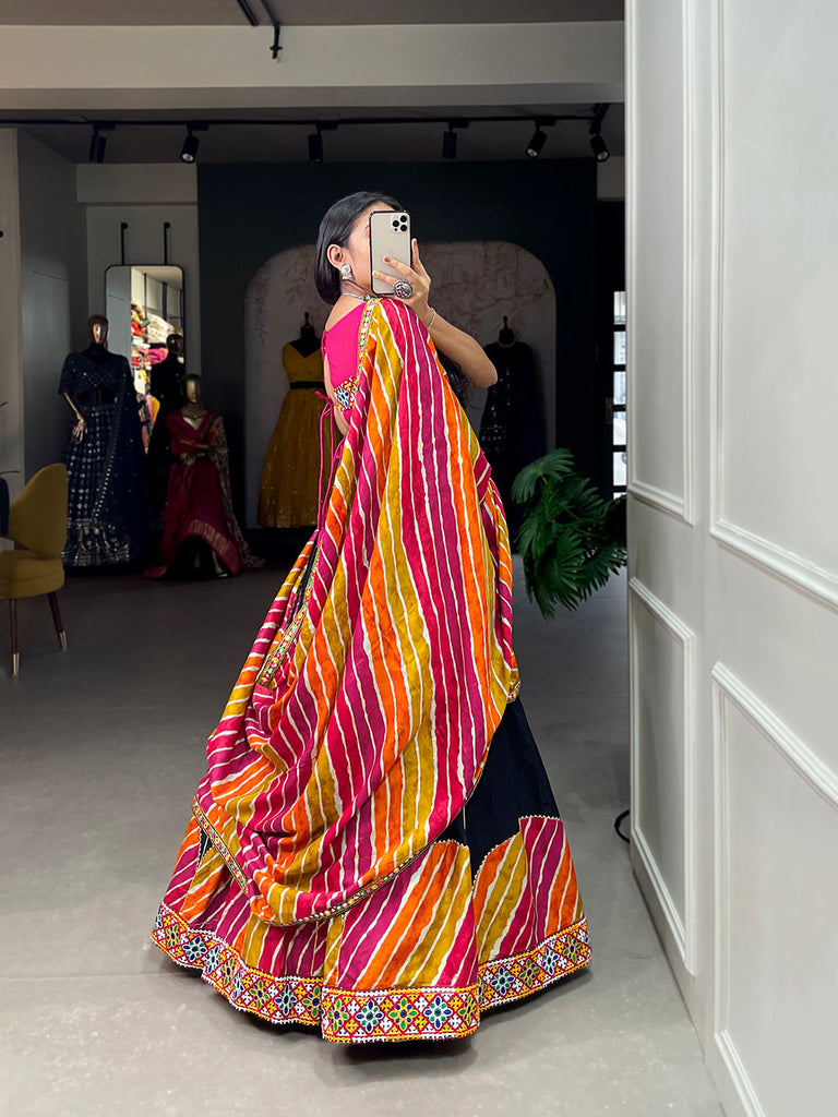 Multi Color Gamthi With Gotta Work Cotton Lehenga Choli ClothsVilla.com