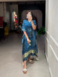 Load image into Gallery viewer, Navy Blue Color Bandhej Print With Gotta Patti Lace Border Gaji Silk Kaftan ClothsVilla.com