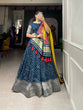 Load image into Gallery viewer, Navy Blue Color Printed With Zari Weaving Work Viscose Dola Silk Lehenga Choli Clothsvilla