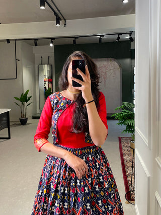 Navy blue Color Patola Paithani Printed And Foil Printed Silk Gown Clothsvilla