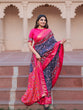 Load image into Gallery viewer, Navy Blue Color Patola with Foil Printed Dola Silk Saree Clothsvilla