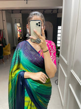 Load image into Gallery viewer, Navy Blue Color Zari Lining Work Rangoli Padding Saree Clothsvilla