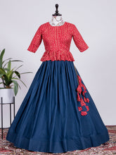 Load image into Gallery viewer, Navy Blue Color Pure Cotton Co-ord Set Lehenga Choli Clothsvilla