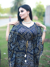 Load image into Gallery viewer, Navy Blue Color Bandhani Printed Pure Gaji Silk Kaftan Clothsvilla