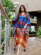 Load image into Gallery viewer, Navy Blue Color Digital Bandhej Print Pure Gaji Silk kaftan Clothsvilla
