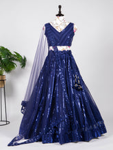 Load image into Gallery viewer, Navy Blue Color  Sequins and Thread Embroidery Work Georgette Lehenga Choli Clothsvilla