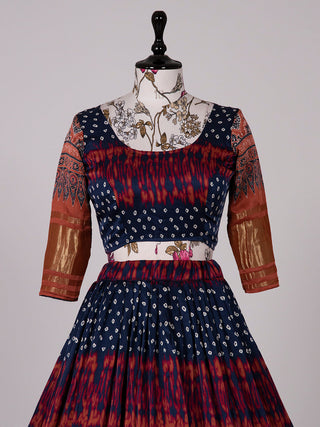 Navy Blue Color Bandhani Printed Pure Gaji Silk Navaratri Chaniya Choli Clothsvilla