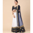 Load image into Gallery viewer, Navy Blue-White Party Wear Sequins Embroidered Satin Lehenga Choli Clothsvilla
