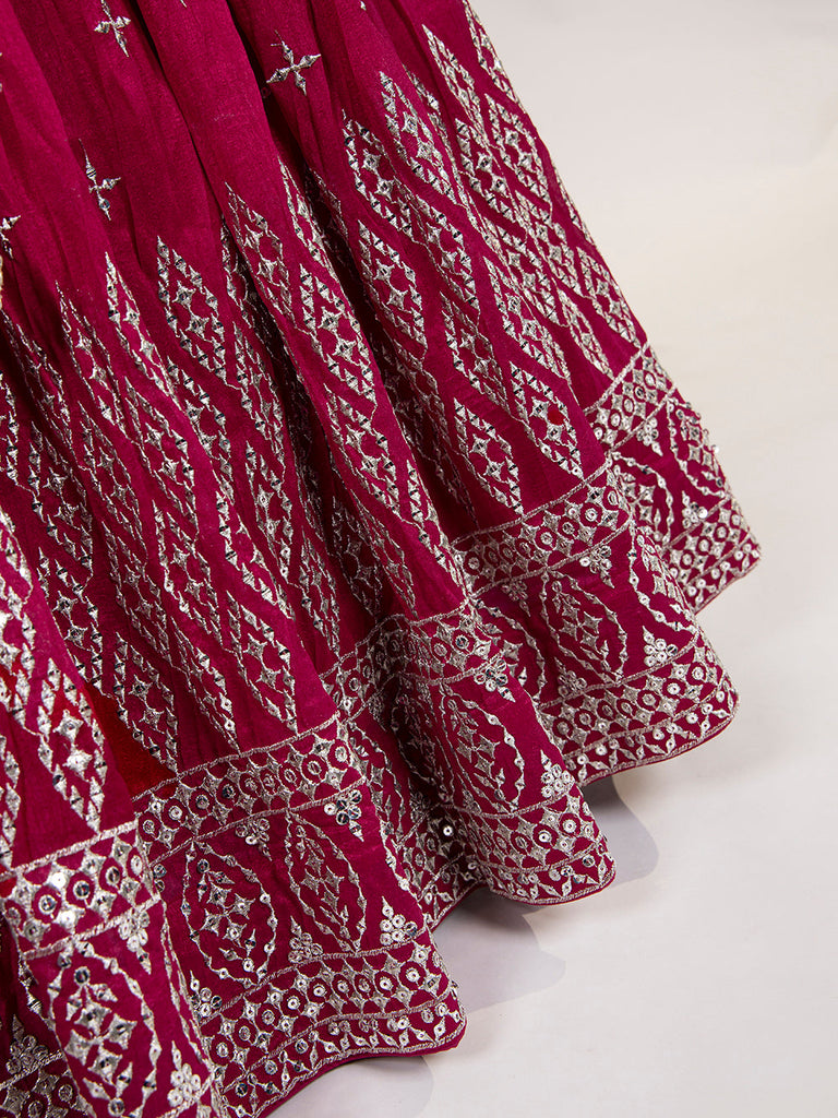 Pink Color Sequins Embroidery Work Neem Silk Lehenga Choli ClothsVilla.com