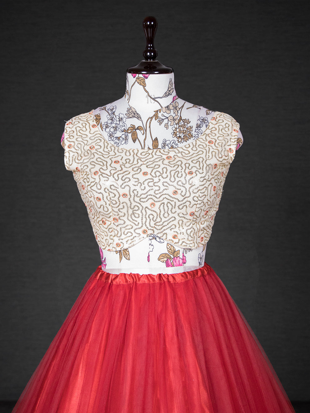 Red Color Sequins Embroidery Work Net Lehenga Choli With Dupatta Clothsvilla