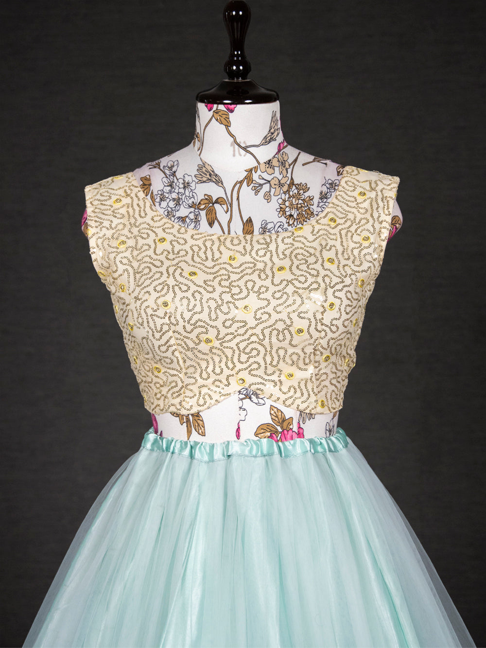 Sky Blue Color Sequins Embroidery Work Net Lehenga Choli With Dupatta Clothsvilla